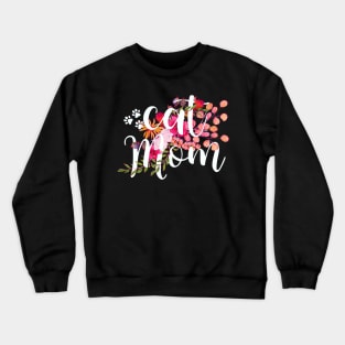 Cat mom floral design, watercolor flowers cat mom Crewneck Sweatshirt